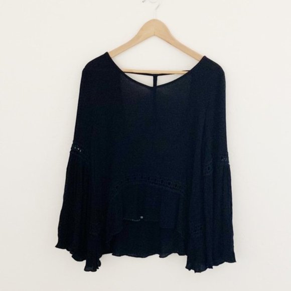 Patrons of Peace Bell Sleeve Open Back Boho Top - Picture 1 of 6